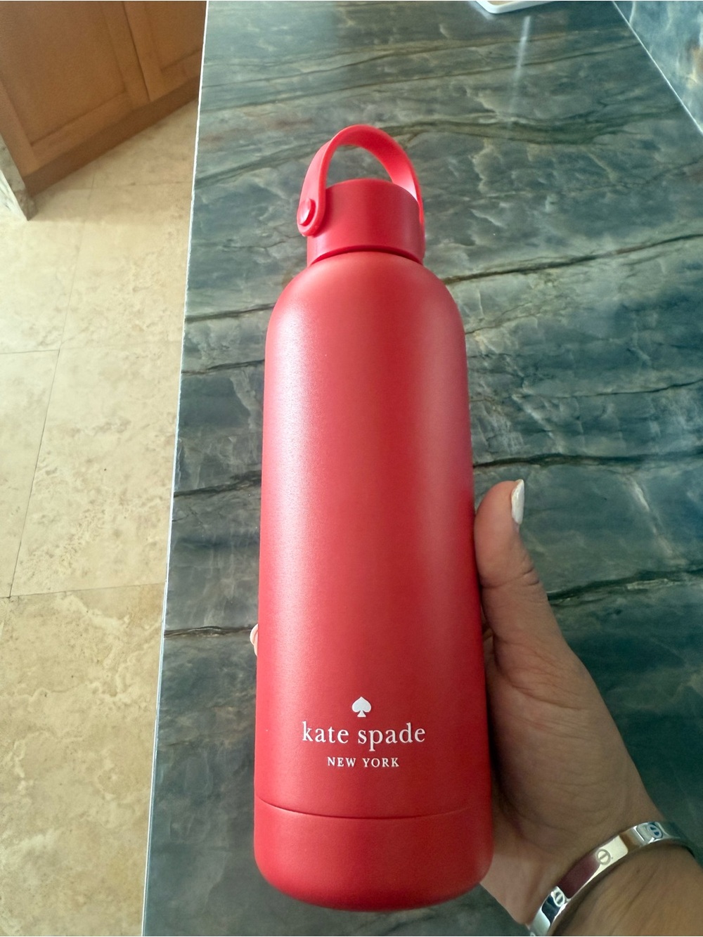 kate spade Red Matte Insulated Bottle with Loop Lid